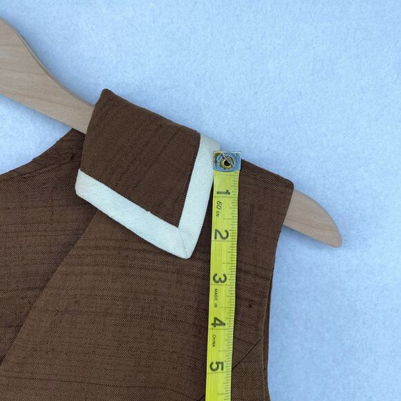 BONWIT TELLER Dress S Brenner Couture Canvas Midi Shift Brown Vintage - Picture 11 of 16